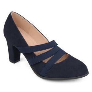 New Journee Collection Loren Comfort Triple Strap Pumps Navy Blue Sz 7.5